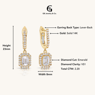 Gold Dangling Emerald Earrings