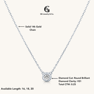 White Gold Single .25 CT Diamond Necklace