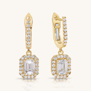 Gold Dangling Emerald Earrings
