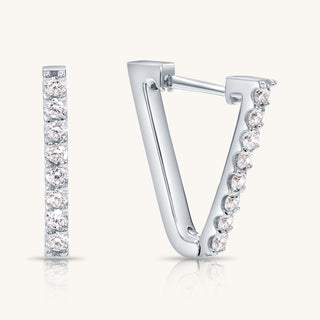 White Gold V Shape Huggie Hoops
