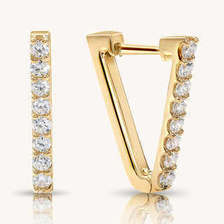 Gold V Shape Huggie Hoop