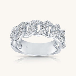 White Gold Cuban Link Ring