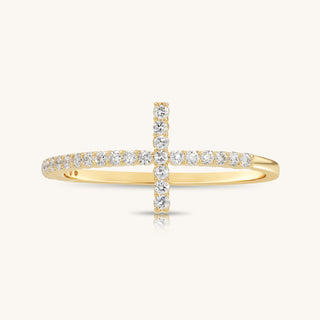 Gold Diamond Cross Ring