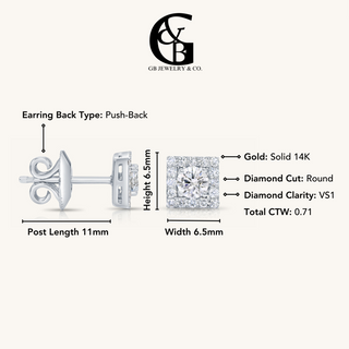 White Gold Diamond Square Studs